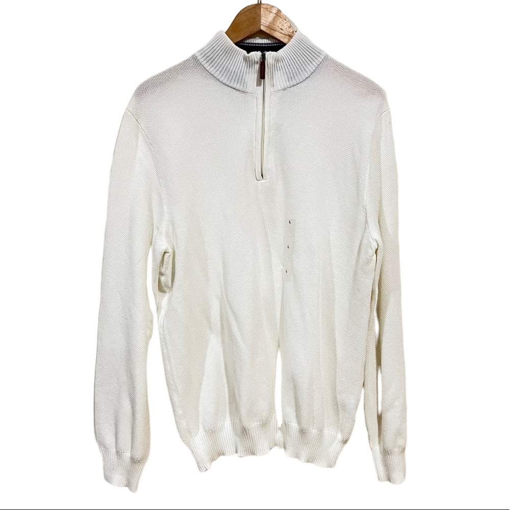 CLUB ROOM  NEW Textured 3/4  Zip  Cotton Pullover Men's Large